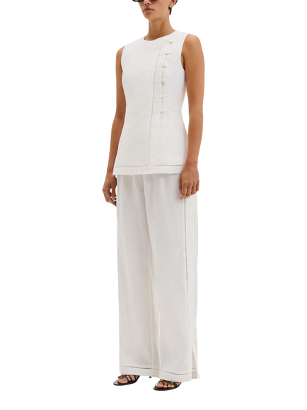 Malina Alessandra Button Detailed Trousers, White, White