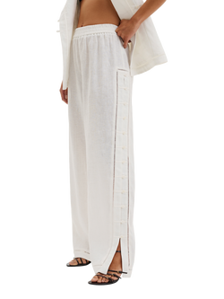 Malina Alessandra Button Detailed Trousers, White - view 2, White