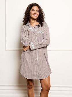 Their Nibs Cotton Gingham Nightshirt, Chocolate, Chocolate