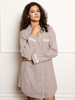 Their Nibs Cotton Gingham Nightshirt, Chocolate - view 2, Chocolate