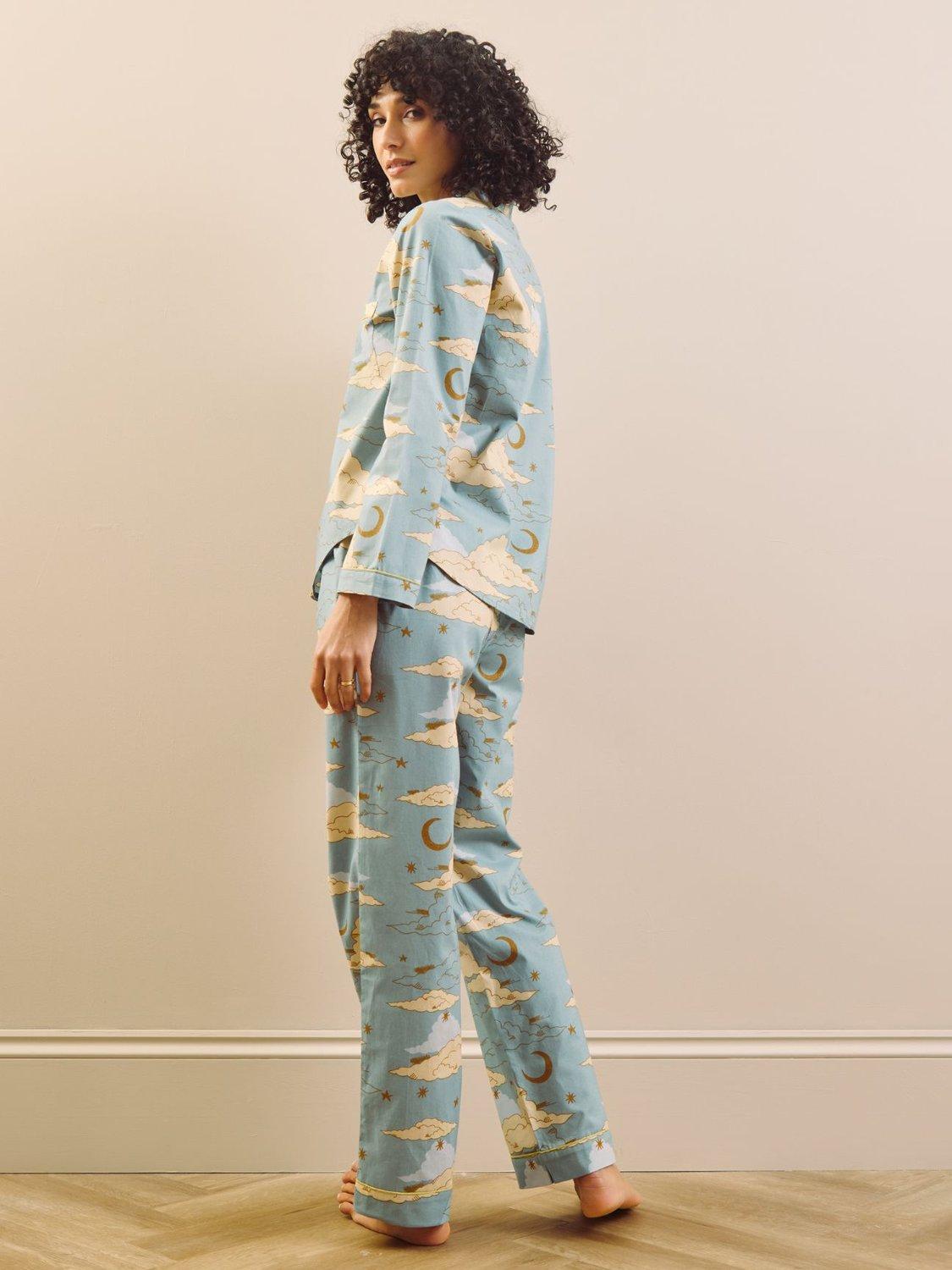 Their Nibs Cotton Long Cloudy Skies Pyjamas, Light Blue