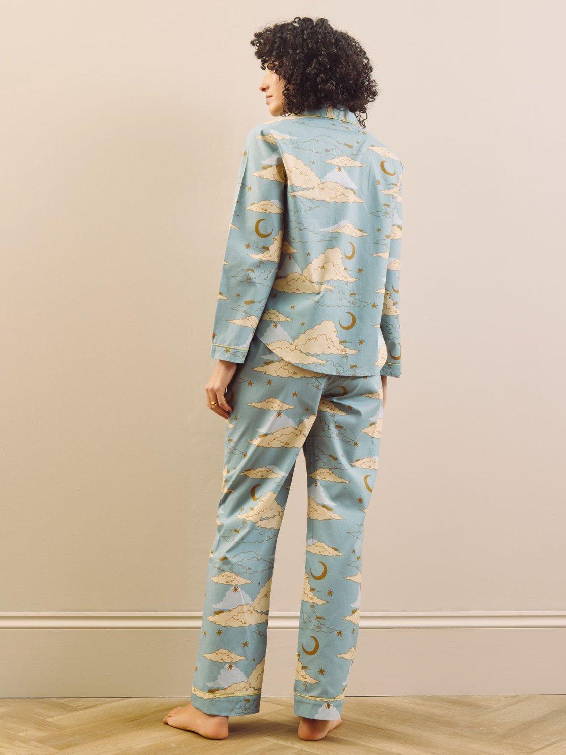 Their Nibs Cotton Long Cloudy Skies Pyjamas, Light Blue