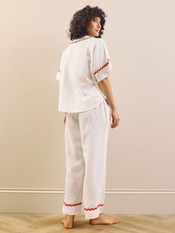 Their Nibs Linen Blend Long Pyjamas, White - view 2, White