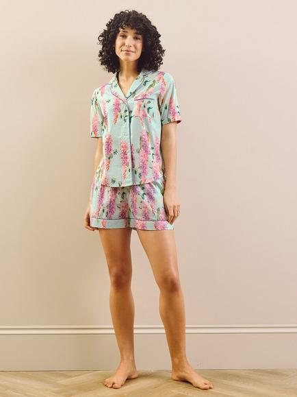 Their Nibs Cotton Short Pyjamas, Duck Egg - view 2, Duck Egg