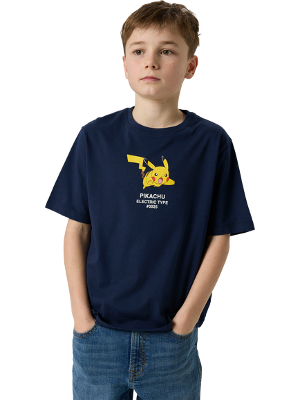 NAME IT Kids' Cotton Short Sleeve Pokémon T-Shirt, Navy Blazer, Navy Blazer