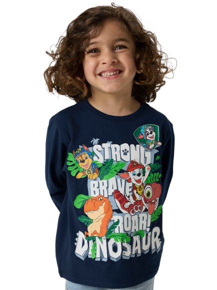 NAME IT Kids' Cotton Blend Long Sleeve PAW Patrol Top, Navy Blazer, Navy Blazer