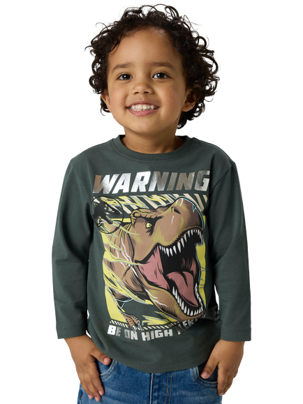 NAME IT Kids' Cotton Blend Long Sleeve Jurassic World Top, Urban Chic, Urban Chic