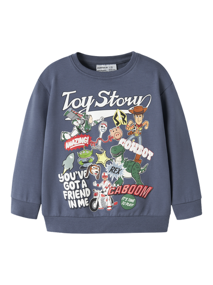 NAME IT Kids' Cotton Blend Long Sleeve Vintage Toy Story Sweatshirt, Vintage Indigo, Vintage Indigo