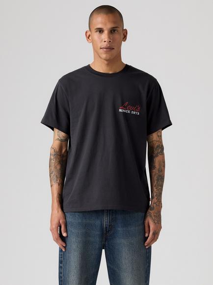 Levi's Big Apple Records Crew Neck Cotton T-Shirt, Jet Black Body, Jet Black Body