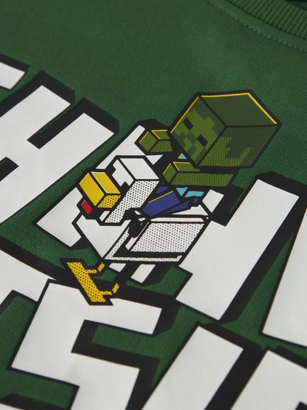 NAME IT Kids' Cotton Blend Long Sleeve Minecraft Sweatshirt, Verdant Green - view 2, Verdant Green