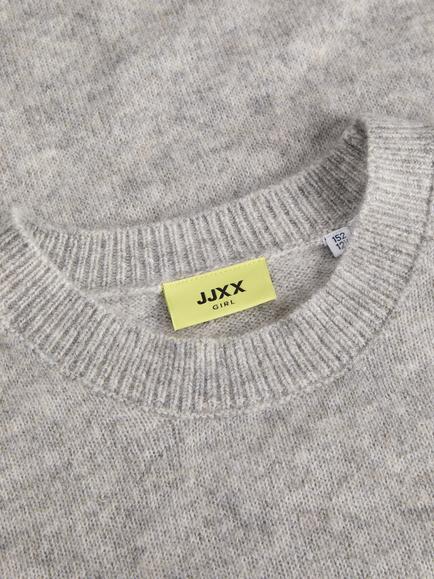 JJXX Kids' Knitted Long Sleeve Crew Neck Jumper, Light Grey - view 2, Light Grey