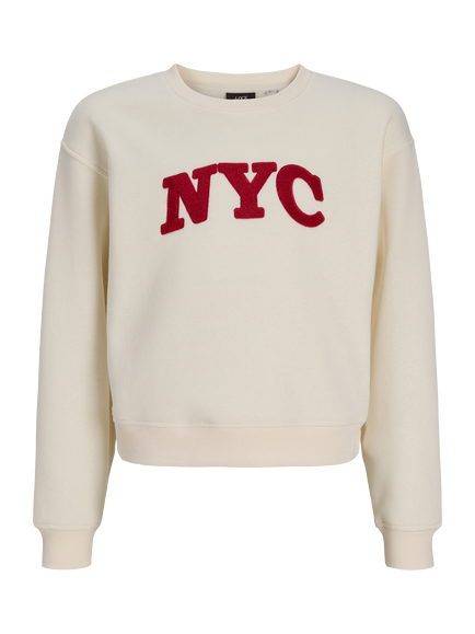 JJXX Kids' NYC Crew Neck Sweatshirt, White, White