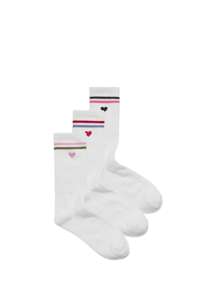 JJXX Kids' Basic Cotton Blend Tennis Ankle Socks, Pack of 3, White, White