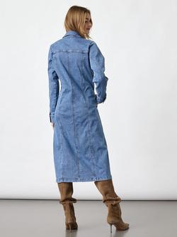 Sisters Point Odette Midi Long Sleeve Denim Shirt Dress, Blue - view 2, Blue