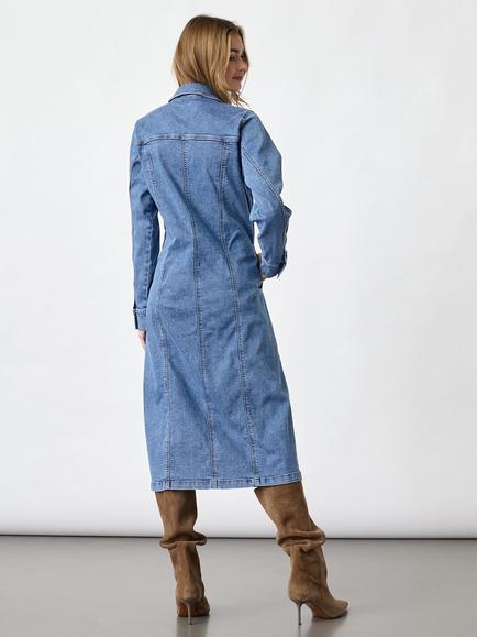 Sisters Point Odette Midi Long Sleeve Denim Shirt Dress, Blue - view 2, Blue