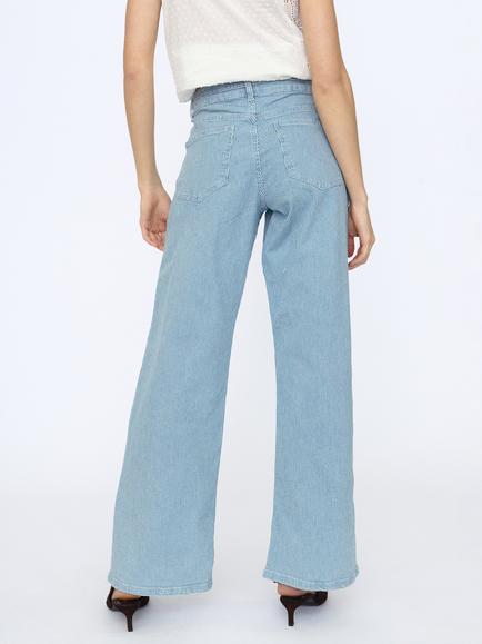 Sisters Point Onea Wide Leg Belted Jeans, Denim Stripe - view 2, Denim Stripe