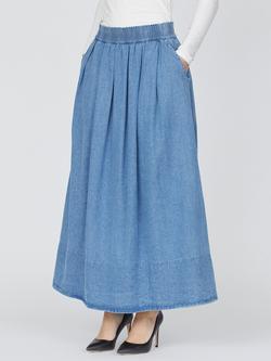 Sisters Point Elasticated Waist Denim Maxi Skirt, Blue, Blue