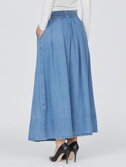 Sisters Point Elasticated Waist Denim Maxi Skirt, Blue - view 2, Blue