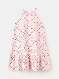 Mango Kids' Floral Ruffle Hem Tunic Dress, Pink, Pink