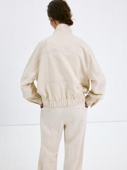Mango High Neck Bomber Jacket, Stone - view 2, Stone