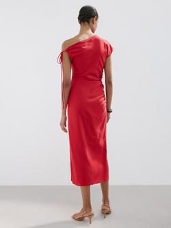 Mango Asymmetric Neckline Midi Dress, Red - view 2, Red