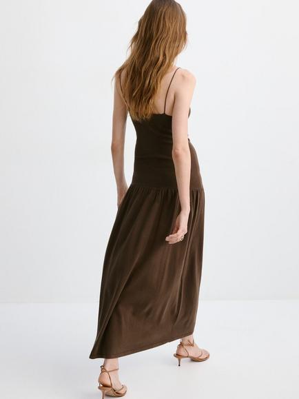 Mango Slip Midi Knit Dress, Chocolate - view 2, Chocolate