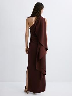 Mango Scarf Neck Maxi Dress, Brown - view 2, Brown
