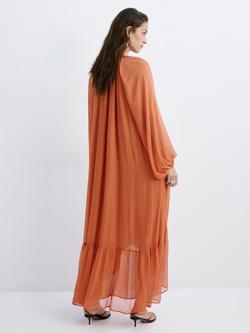Mango Long Sleeve Relaxed Fit Maxi Dress, Orange - view 2, Orange