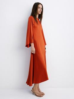 Mango Draped Flared Sleeves Maxi Dress, Rust