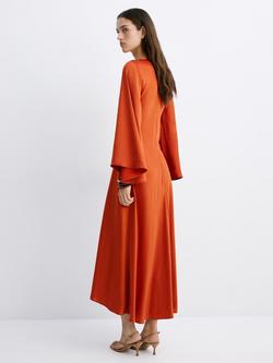 Mango Draped Flared Sleeves Maxi Dress - view 2, Rust