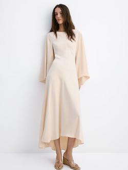 Mango Draped Flared Sleeves Maxi Dress, Pale Pink