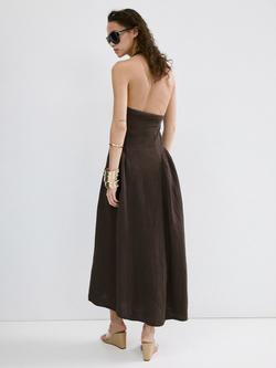 Mango Square Neck Midi Dress, Chocolate - view 2, Chocolate