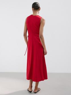 Mango Side Tie Sleeveless Midi Dress, Red - view 2, Red