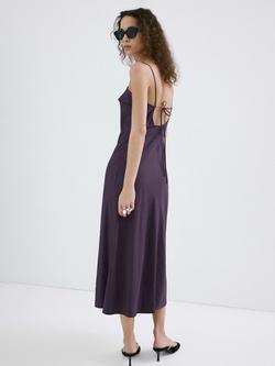 Mango Asymmetric Draped Midi Slip Dress - view 2, Lilac