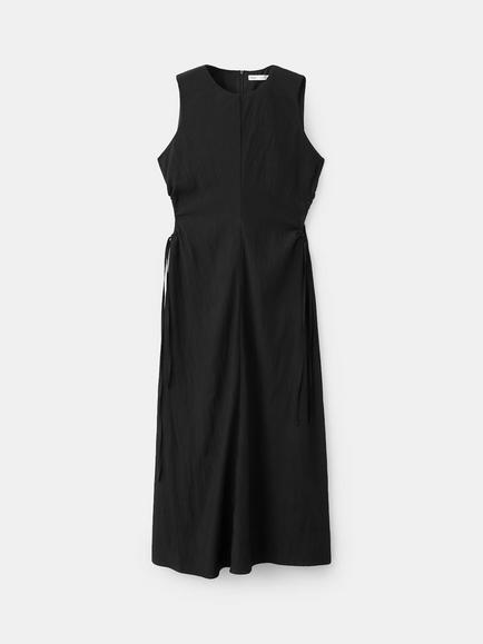 Mango Side Cutout Tie Side Midi Dress, Black, Black