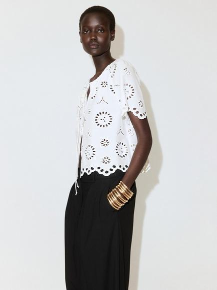Mango Blusa Broderie Blouse, Off White