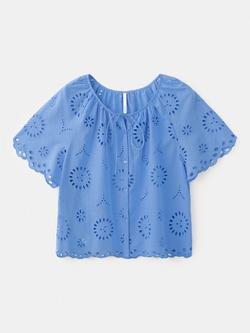 Mango Blusa Broderie Blouse, Blue