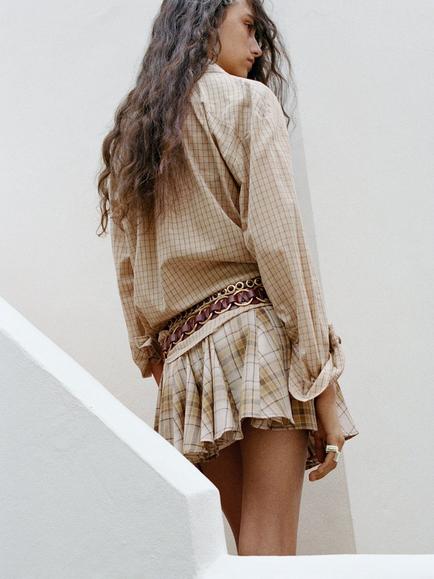 Mango Check Shirt, Brown - view 2, Brown