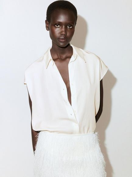 Mango Shirt Blouse, Off White