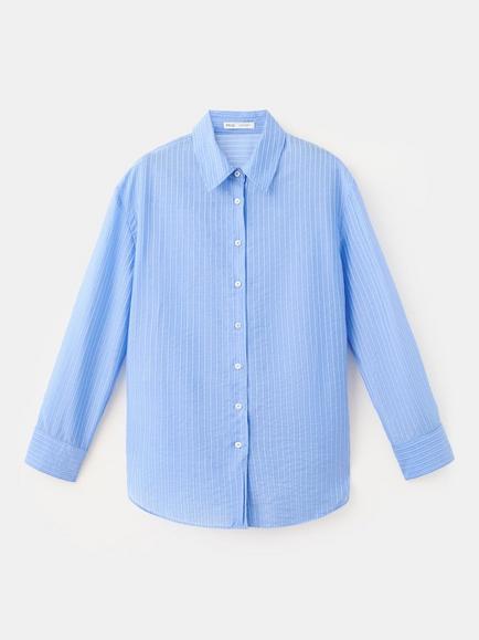 Mango Striped Shirt, Sky Blue, Sky Blue