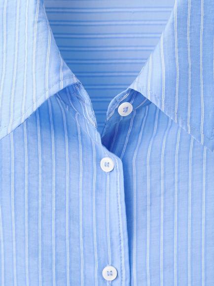 Mango Striped Shirt, Sky Blue - view 2, Sky Blue