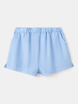 Mango Tailored Mid Rise Striped Mini Shorts, Sky Blue, Sky Blue