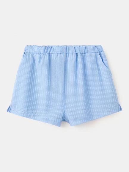 Mango Tailored Mid Rise Striped Mini Shorts, Sky Blue, Sky Blue