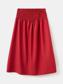 Mango Smocked Waist Midi Skirt, Red, Red