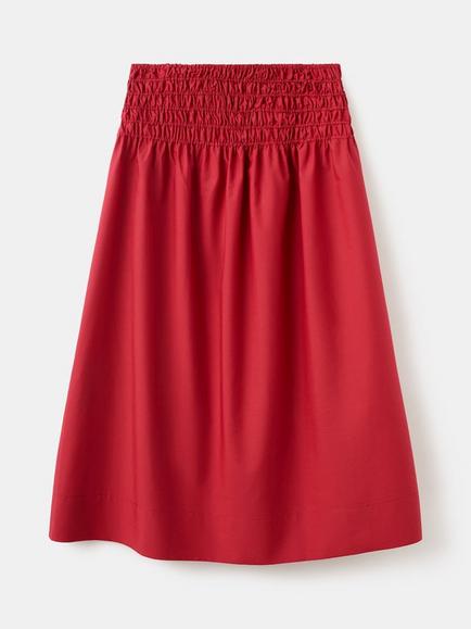 Mango Smocked Waist Midi Skirt, Red, Red