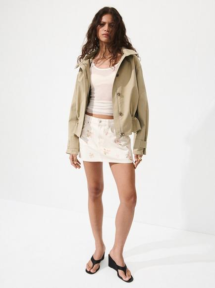 Mango Embroidered Mini Skirt, White, White
