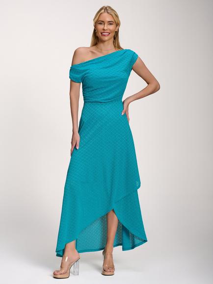 Jolie Moi Textured Asymmetrical Dress, Blue