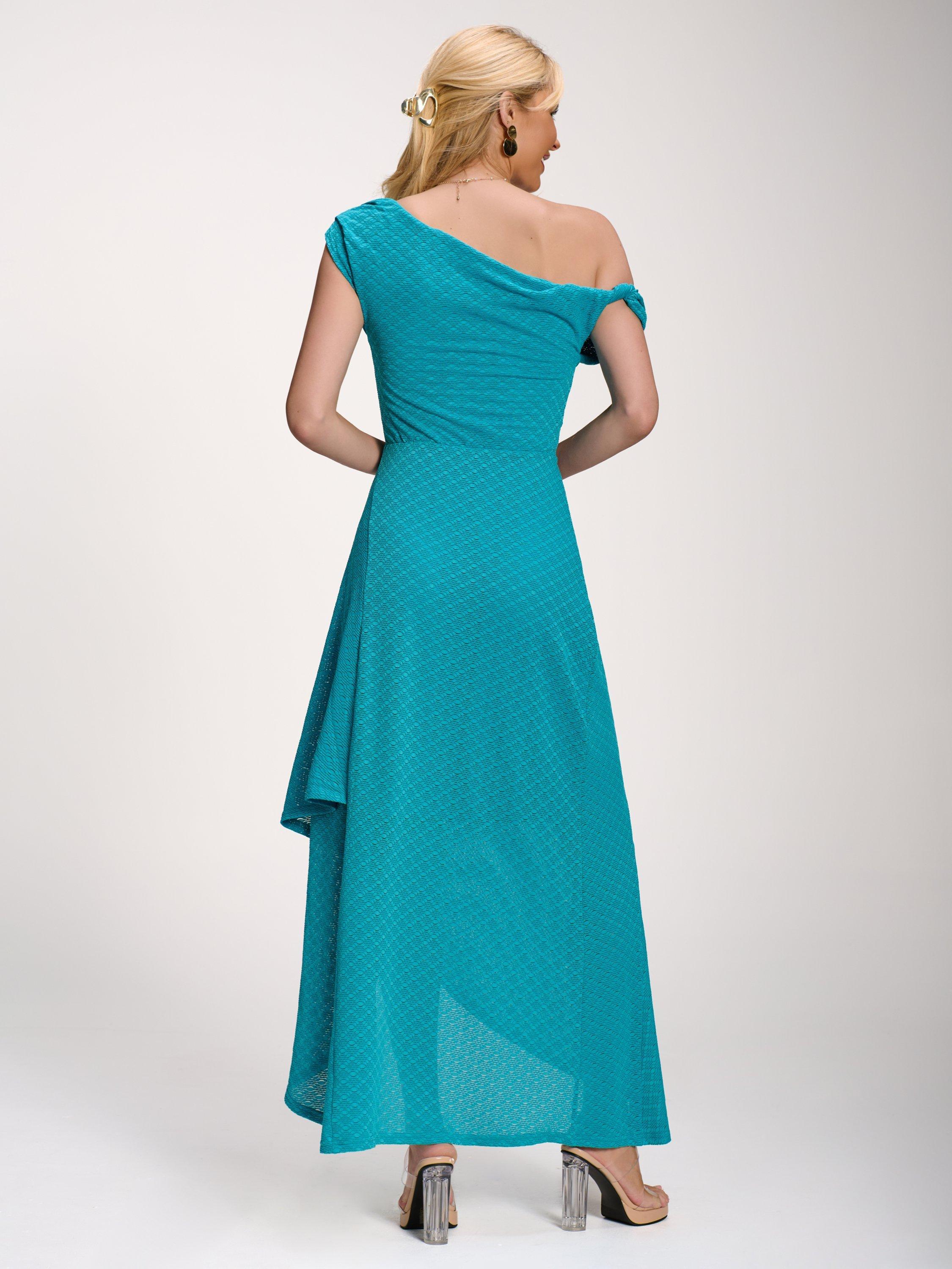 Jolie Moi Textured Asymmetrical Dress, Blue