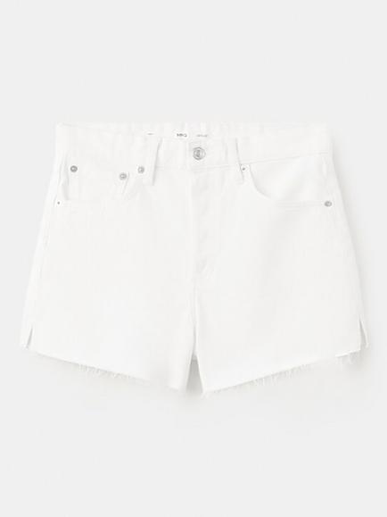 Mango Mid Rise Mini Denim Shorts, White, White