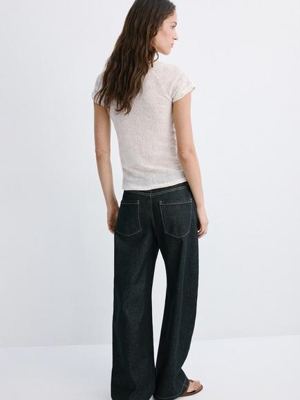 Mango Detailed T-Shirt, Beige - view 2, Beige